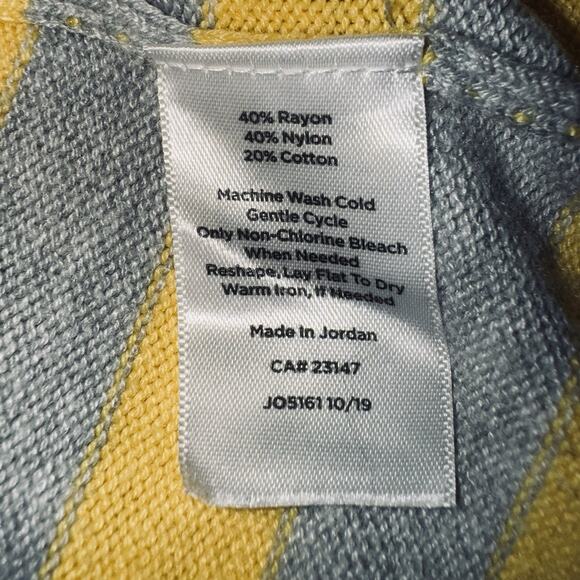 Talbots Petite Medium PM Knit Striped Ombre Sweater Yellow Gray White 3/4 Sleeve - Picture 5 of 5